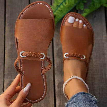 Women's Square Toe Cross Strap Flat Sandals for Summer