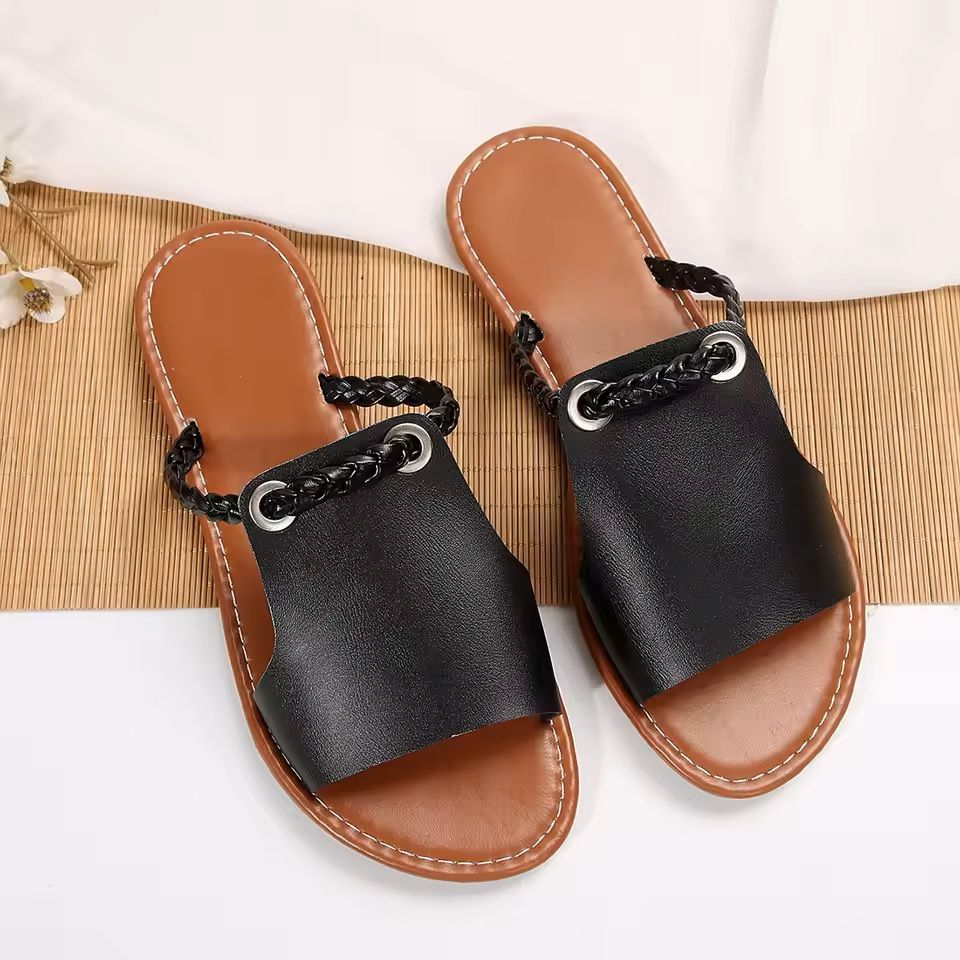 Womens Square Toe Cross Strap Flat Sandals For Summer 6