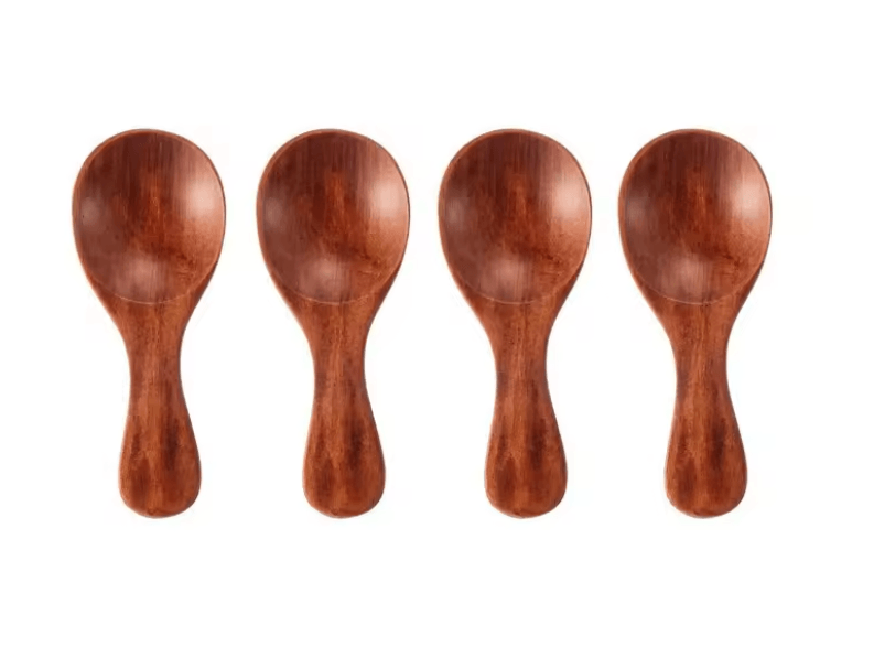 Mini Wooden Spice Spoons  Set Of 4 Natural ShortHandle Scoops For Kitchen Tea And Condiments 8