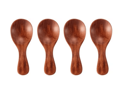 Mini Wooden Spice Spoons  Set Of 4 Natural ShortHandle Scoops For Kitchen Tea And Condiments 8