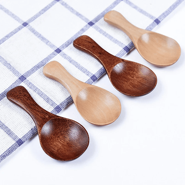 Mini Wooden Spice Spoons  Set Of 4 Natural ShortHandle Scoops For Kitchen Tea And Condiments 2