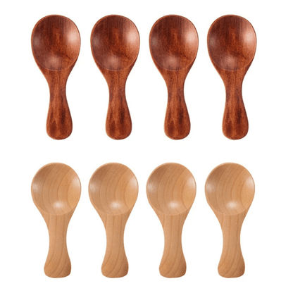 Mini Wooden Spice Spoons  Set Of 4 Natural ShortHandle Scoops For Kitchen Tea And Condiments 1