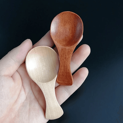 Mini Wooden Spice Spoons – Set of 4 Natural Short-Handle Scoops for Kitchen, Tea, and Condiments