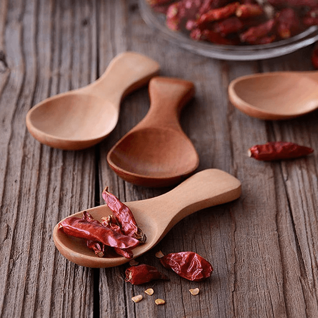Mini Wooden Spice Spoons  Set Of 4 Natural ShortHandle Scoops For Kitchen Tea And Condiments 4