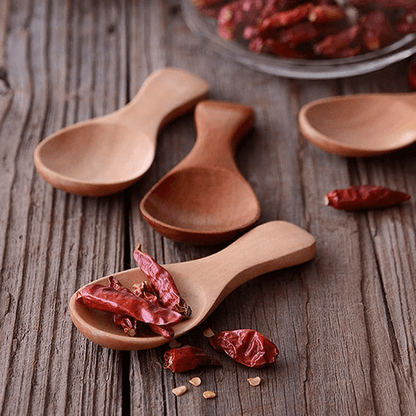Mini Wooden Spice Spoons  Set Of 4 Natural ShortHandle Scoops For Kitchen Tea And Condiments 4