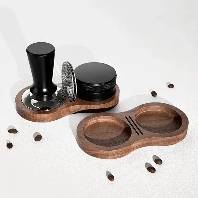 Walnut Coffee Tamper Station – Wooden Base Stand for 51mm 53mm 58mm Espresso Tools