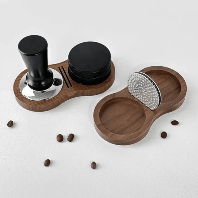 Walnut Coffee Tamper Station  Wooden Base Stand For 51mm 53mm 58mm Espresso Tools 2