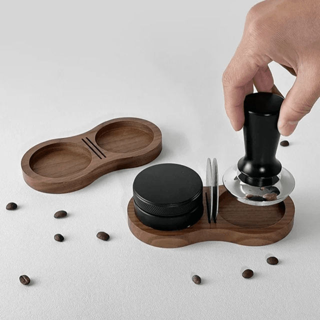 Walnut Coffee Tamper Station  Wooden Base Stand For 51mm 53mm 58mm Espresso Tools 3