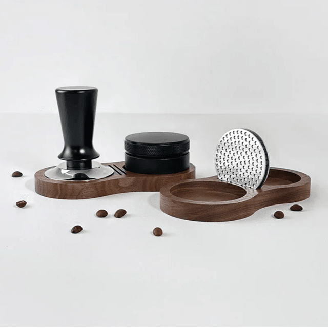 Walnut Coffee Tamper Station  Wooden Base Stand For 51mm 53mm 58mm Espresso Tools 4