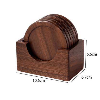 Walnut Wood Coaster Set  6Piece Decorative Drink Coasters For Home And Table Protection 4