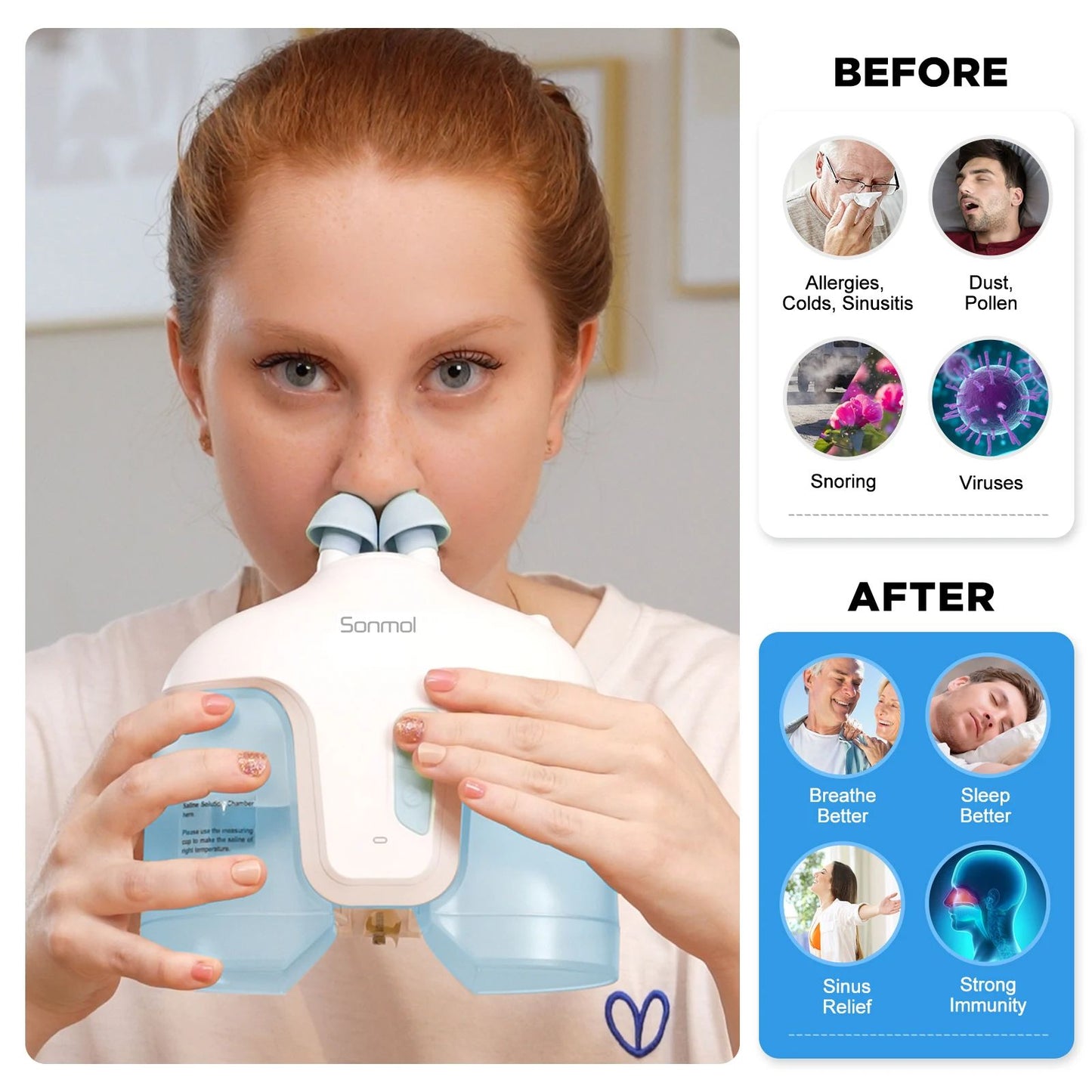Electric Nasal Irrigation System FDA Approved Nasal Irrigator Device  50 SaltPods For Deep Sinus Ri 1