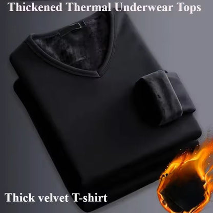 Men's Long Sleeve Thermal Shirt with Velvet Lining