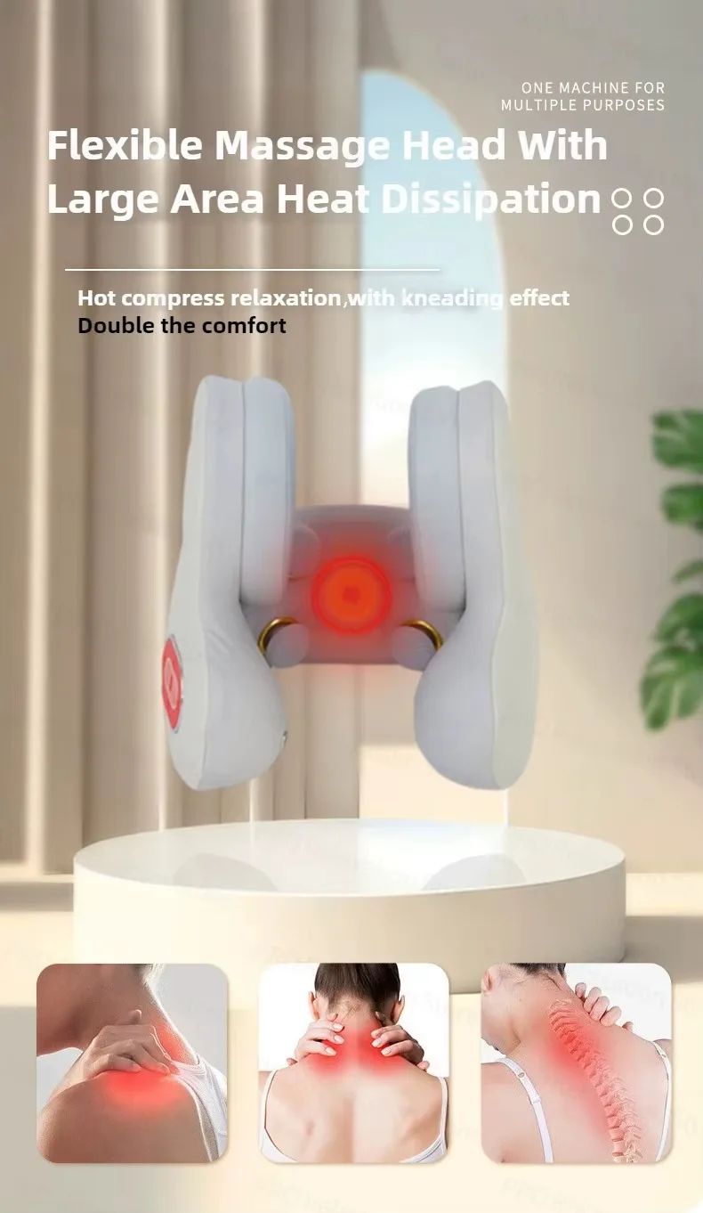 Wireless Neck Massager With Red Light Hot Compress  Bluetooth Music U Shaped Sleep Relief Noise Red 3