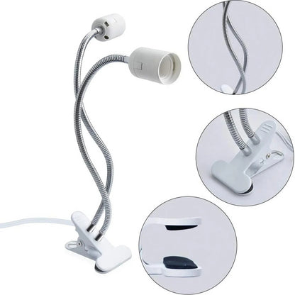 Flexible Gooseneck Desk Lamp Holder 360 Rotating E27 Light Base For SingleDouble Bulb Socket ClipOn 1