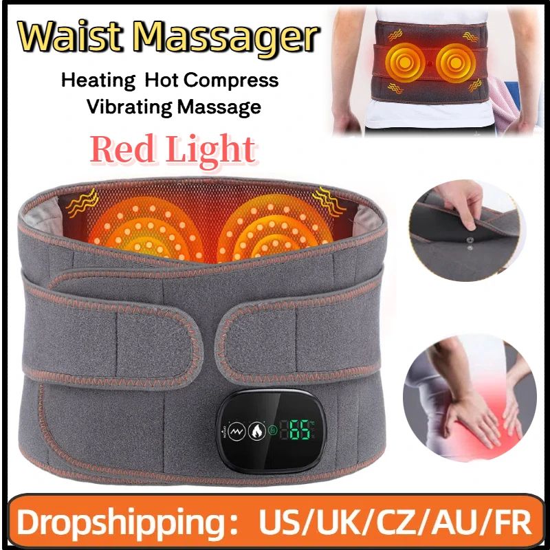 Inflatable Waist Belt Lumbar Decompression Back Brace with Heated Vibration Massage & Airbag Support for Posture Correct