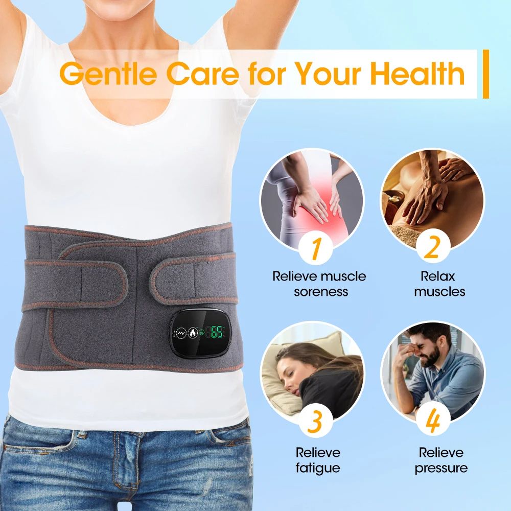 Inflatable Waist Belt Lumbar Decompression Back Brace With Heated Vibration Massage  Airbag Support 2