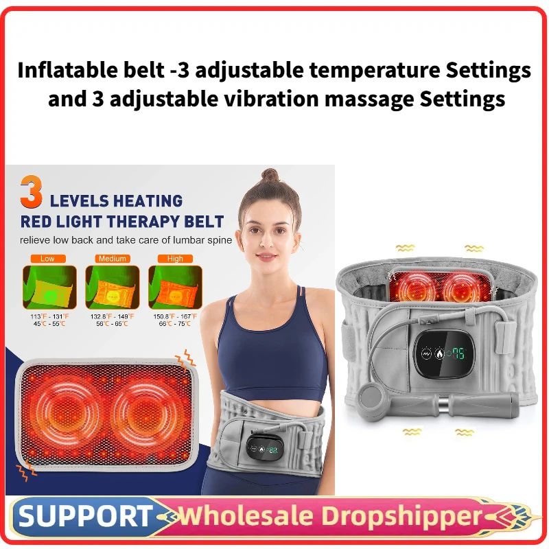 Inflatable Waist Belt Lumbar Decompression Back Brace With Heated Vibration Massage  Airbag Support 7