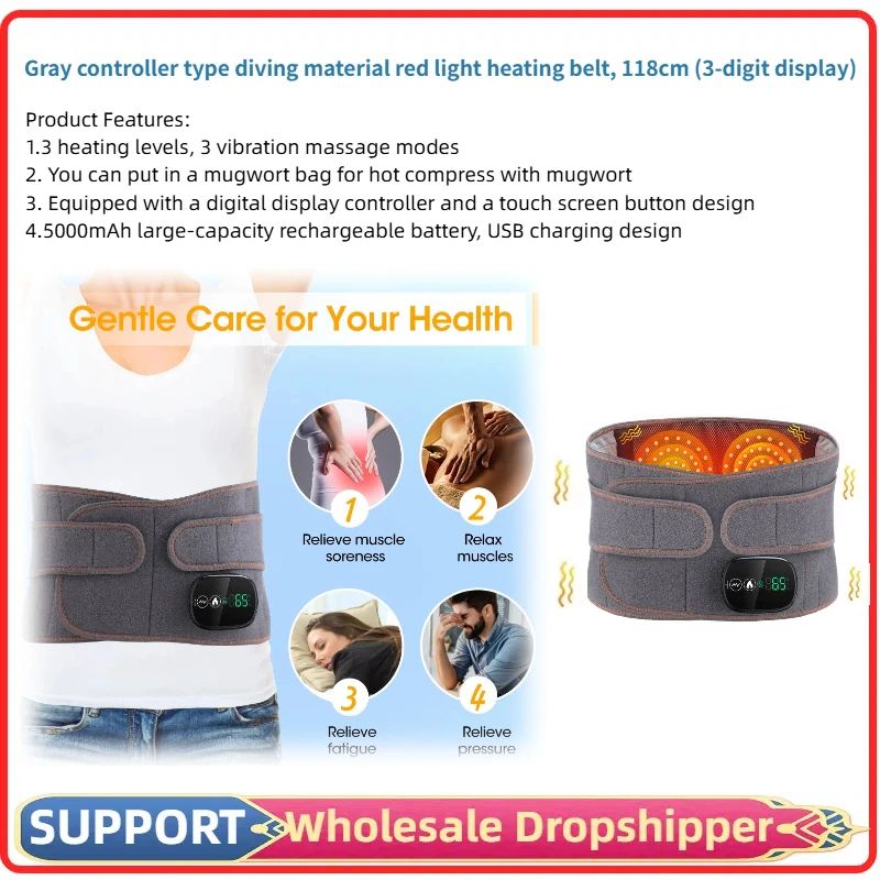 Inflatable Waist Belt Lumbar Decompression Back Brace With Heated Vibration Massage  Airbag Support 8