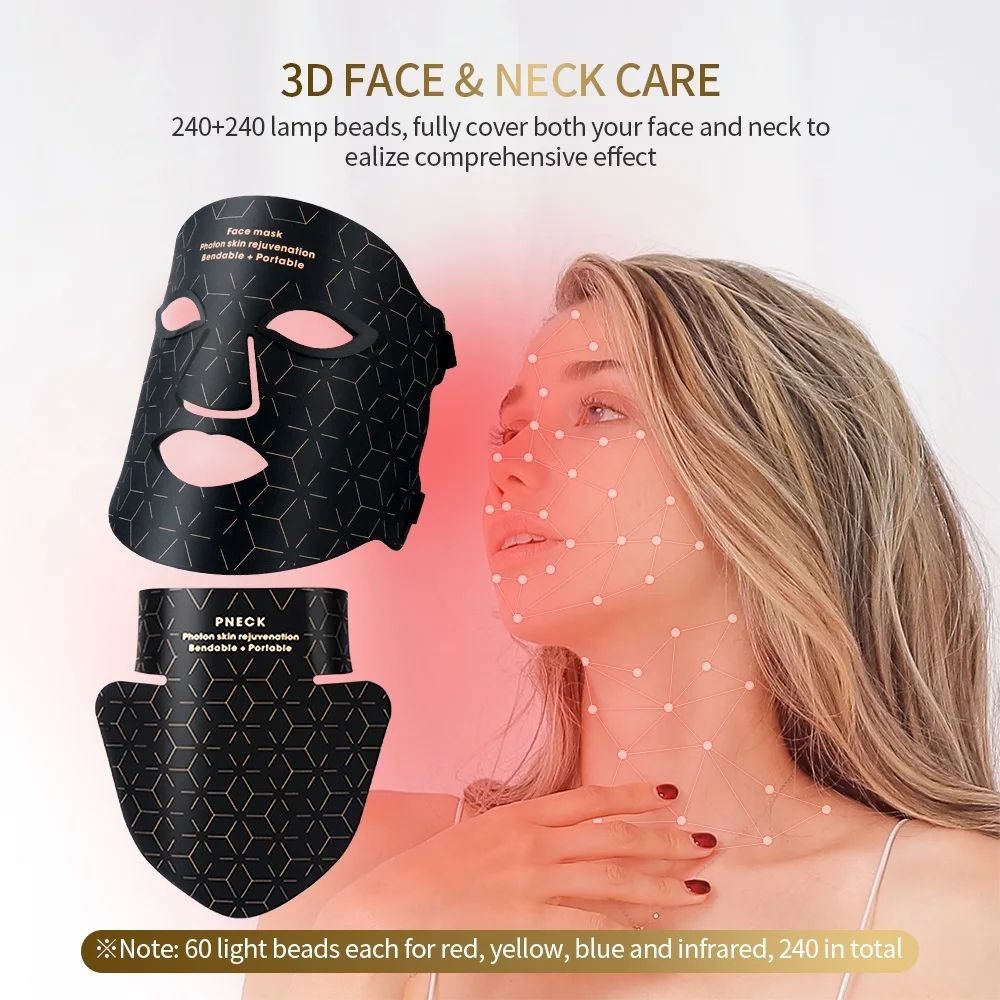 3D LED Light Phototherapy Mask Face Neck Silicone Facial Mask For Skin Rejuvenation AntiWrinkle  Br 1