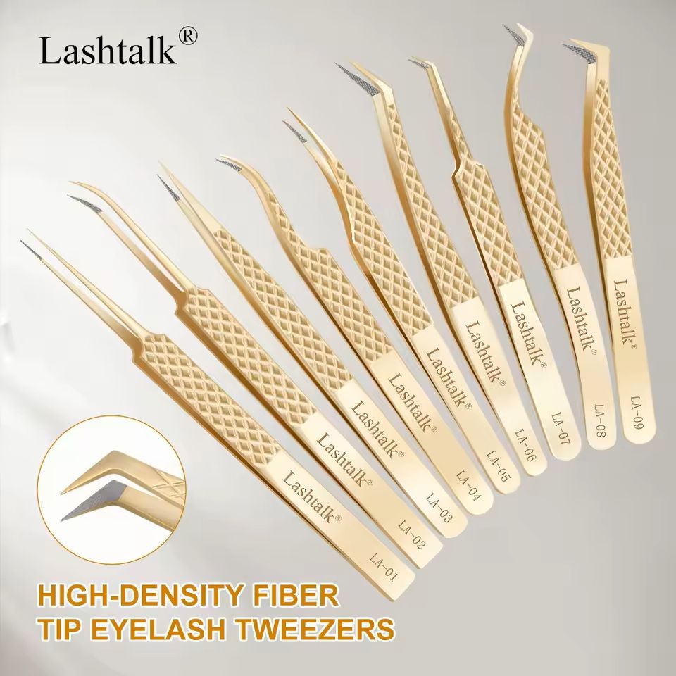 Precision Fiber Tip Eyelash Tweezer with Diamond Grip