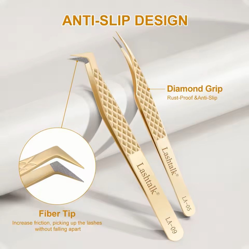 Precision Fiber Tip Eyelash Tweezer With Diamond Grip 4