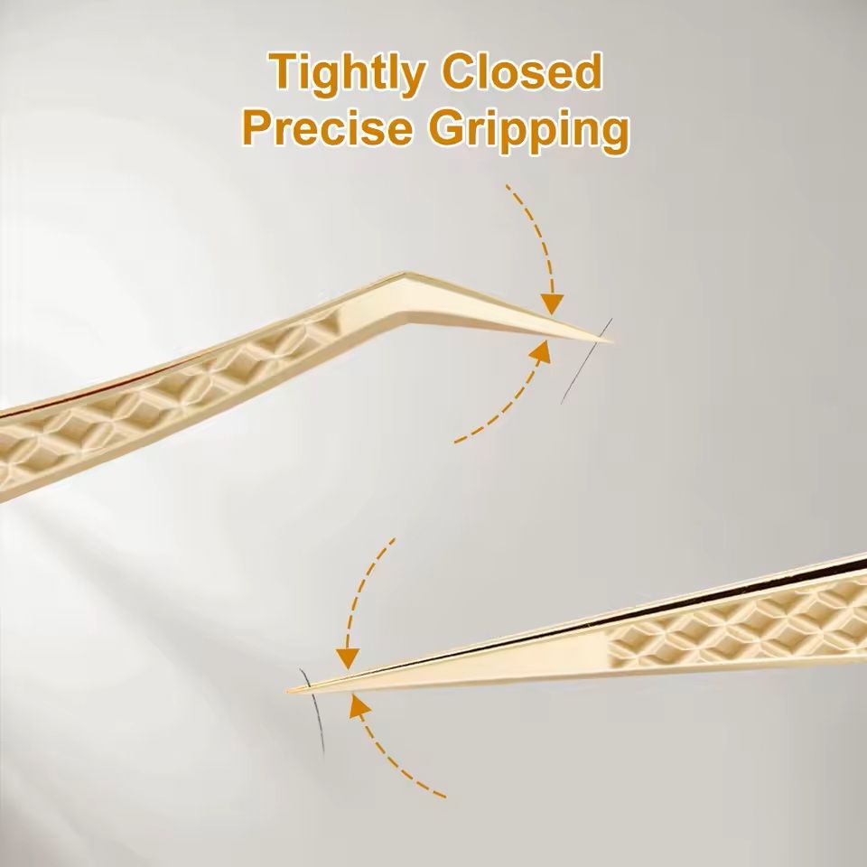 Precision Fiber Tip Eyelash Tweezer With Diamond Grip 5