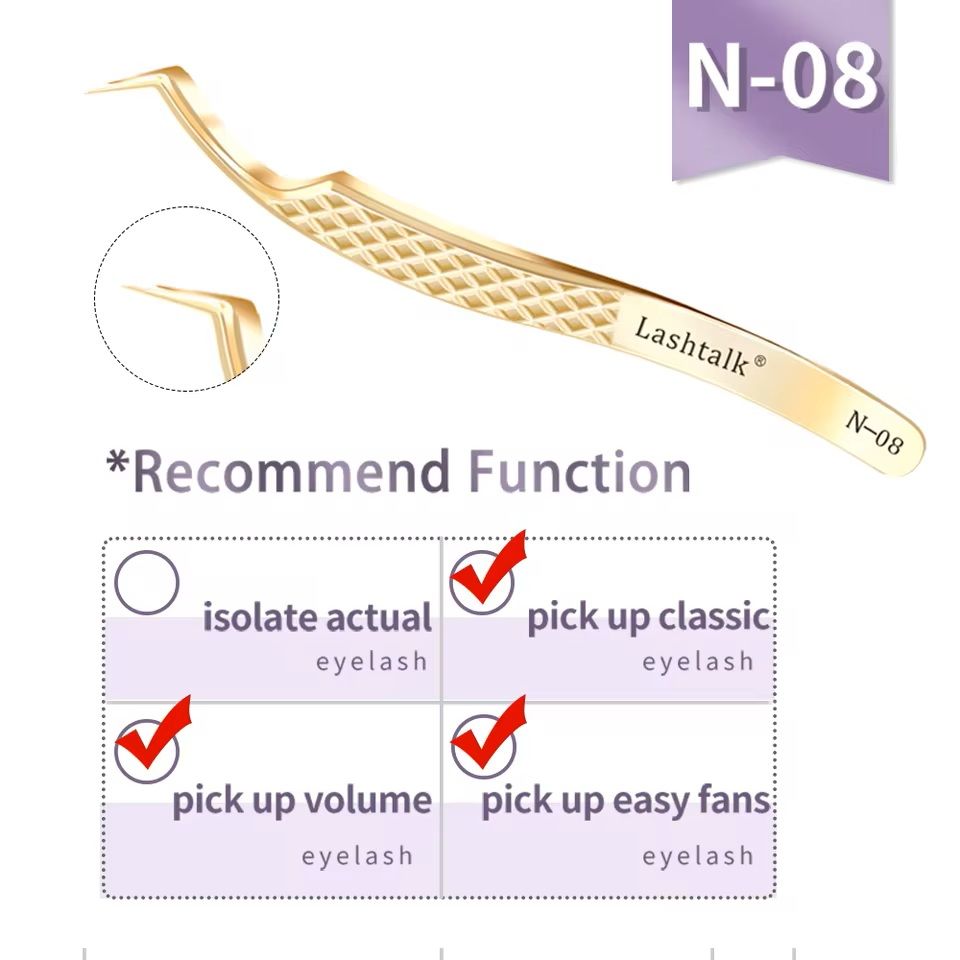 Precision Fiber Tip Eyelash Tweezer With Diamond Grip 23