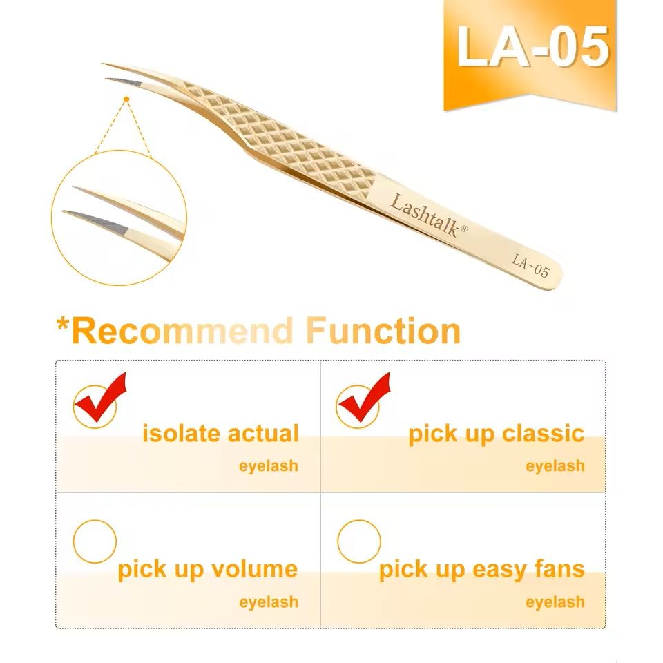 Precision Fiber Tip Eyelash Tweezer With Diamond Grip 8