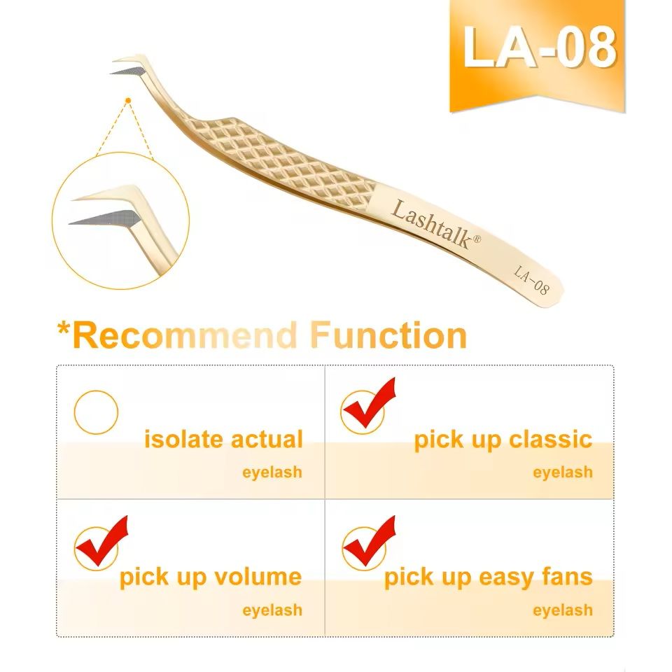 Precision Fiber Tip Eyelash Tweezer With Diamond Grip 14