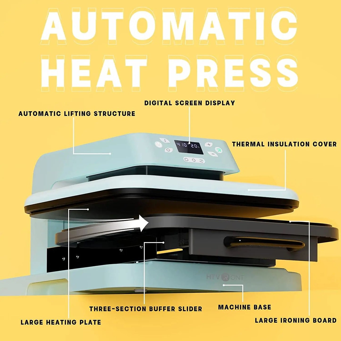 Automatic Heat Press One Key Auto Pressure DIY Sublimation  Iron On HTV Machine For Crafts T Shirts 1