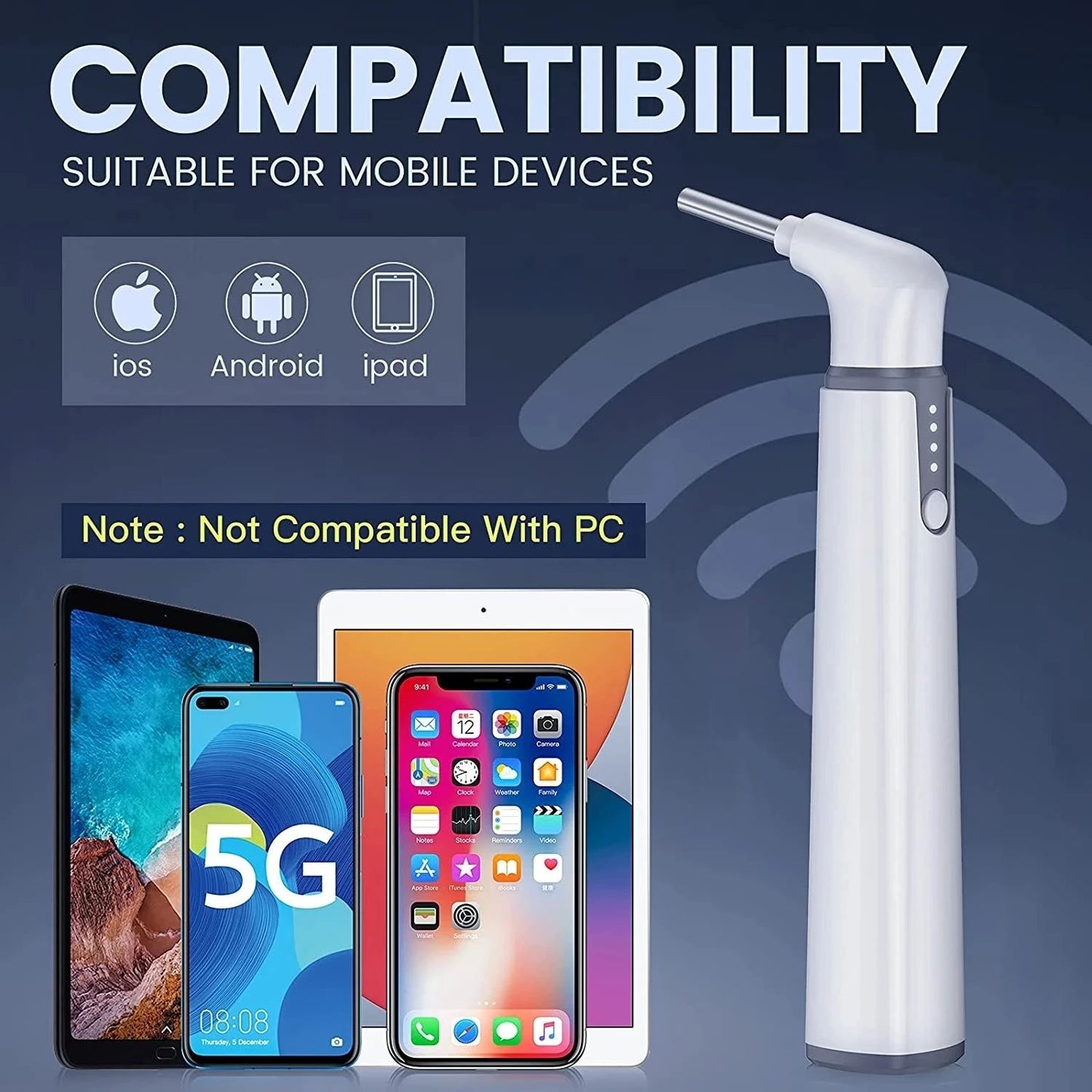 Wireless Otoscope Ear Camera With Dual View UltraThin 720P HD WiFi Ear Scope For Kids Adult 6 LED L 1