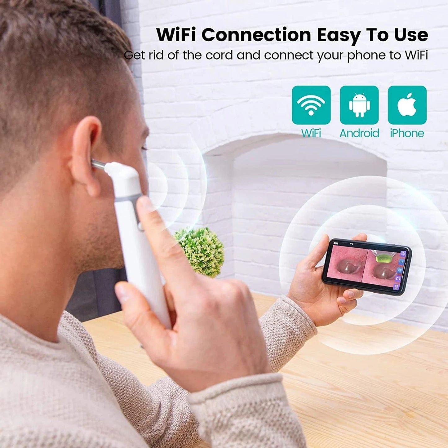 Wireless Otoscope Ear Camera With Dual View UltraThin 720P HD WiFi Ear Scope For Kids Adult 6 LED L 5