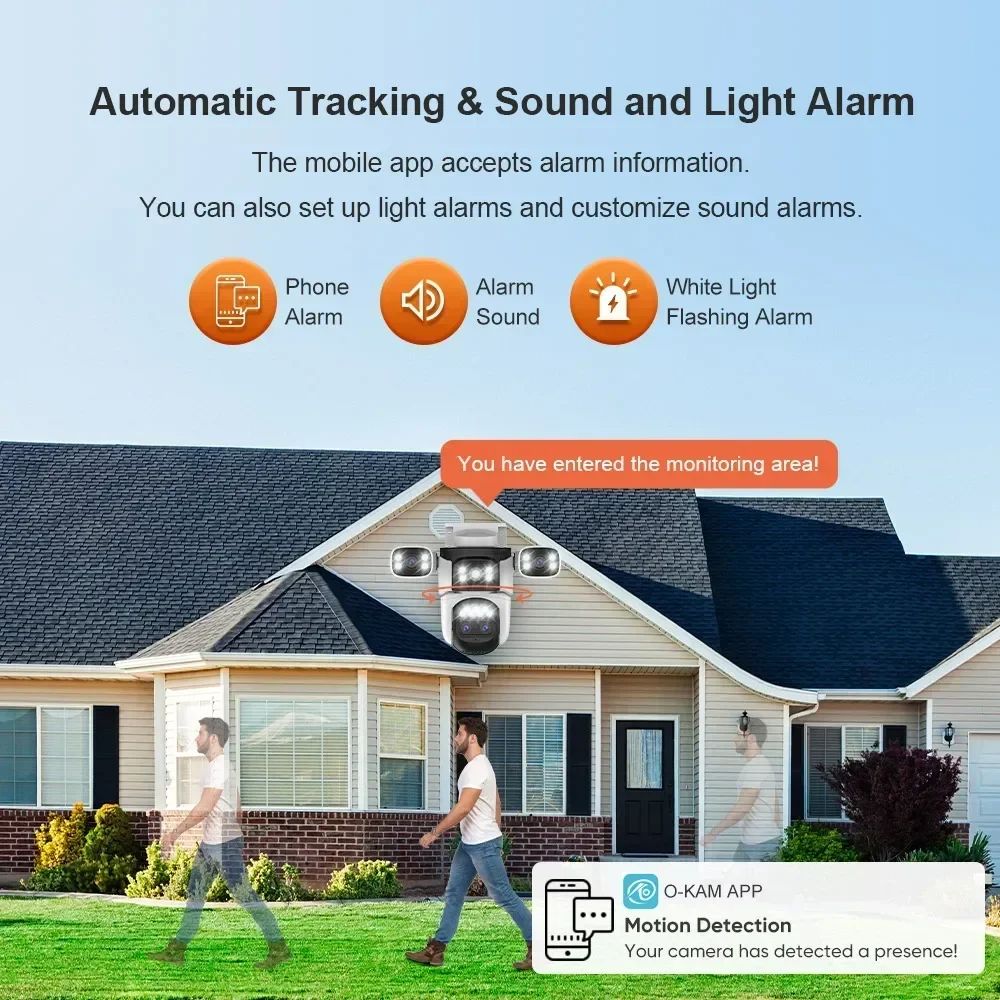 Four Screens WiFi Security Camera Outdoor Optical Zoom Auto Tracking 4 Lens Waterproof Night Vision 4