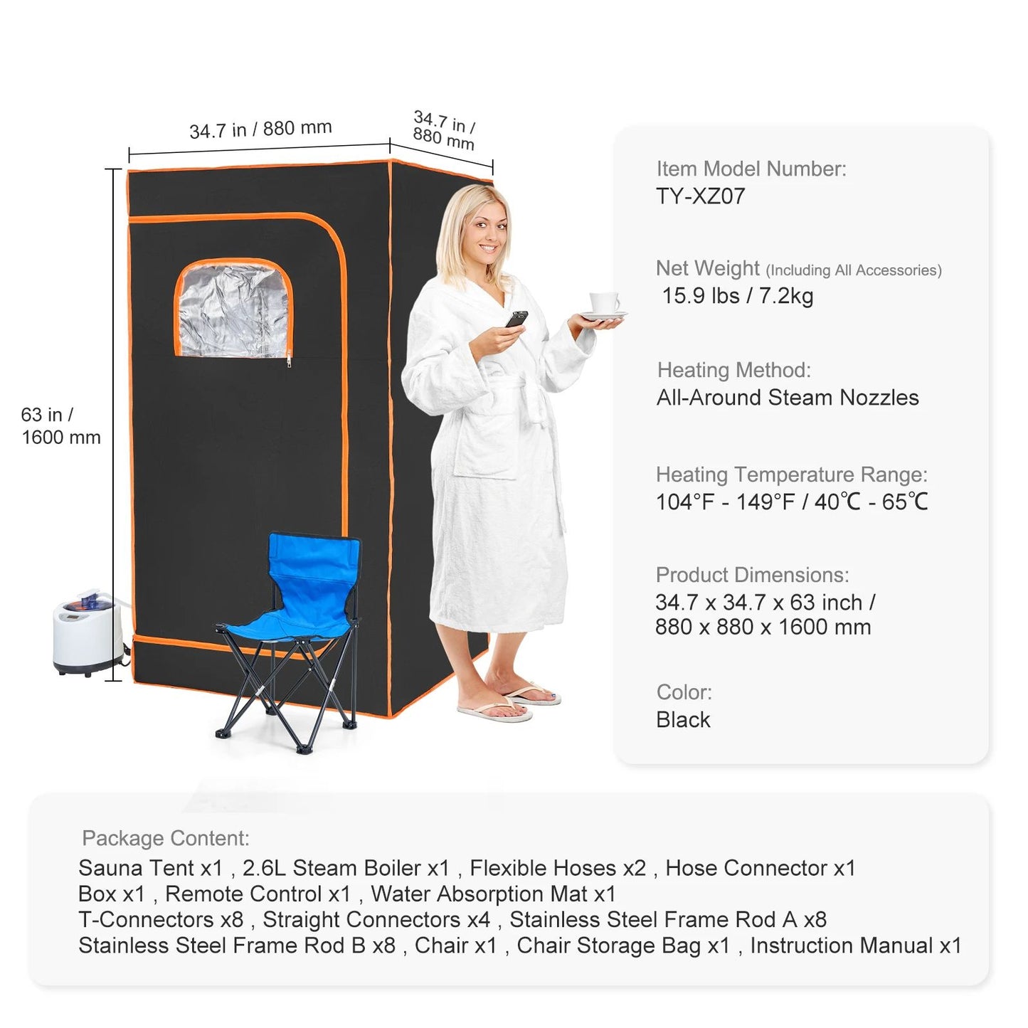 Portable Steam Sauna Tent Personal Home Detox Relaxation  Therapeutic SPA With Remote Control 7