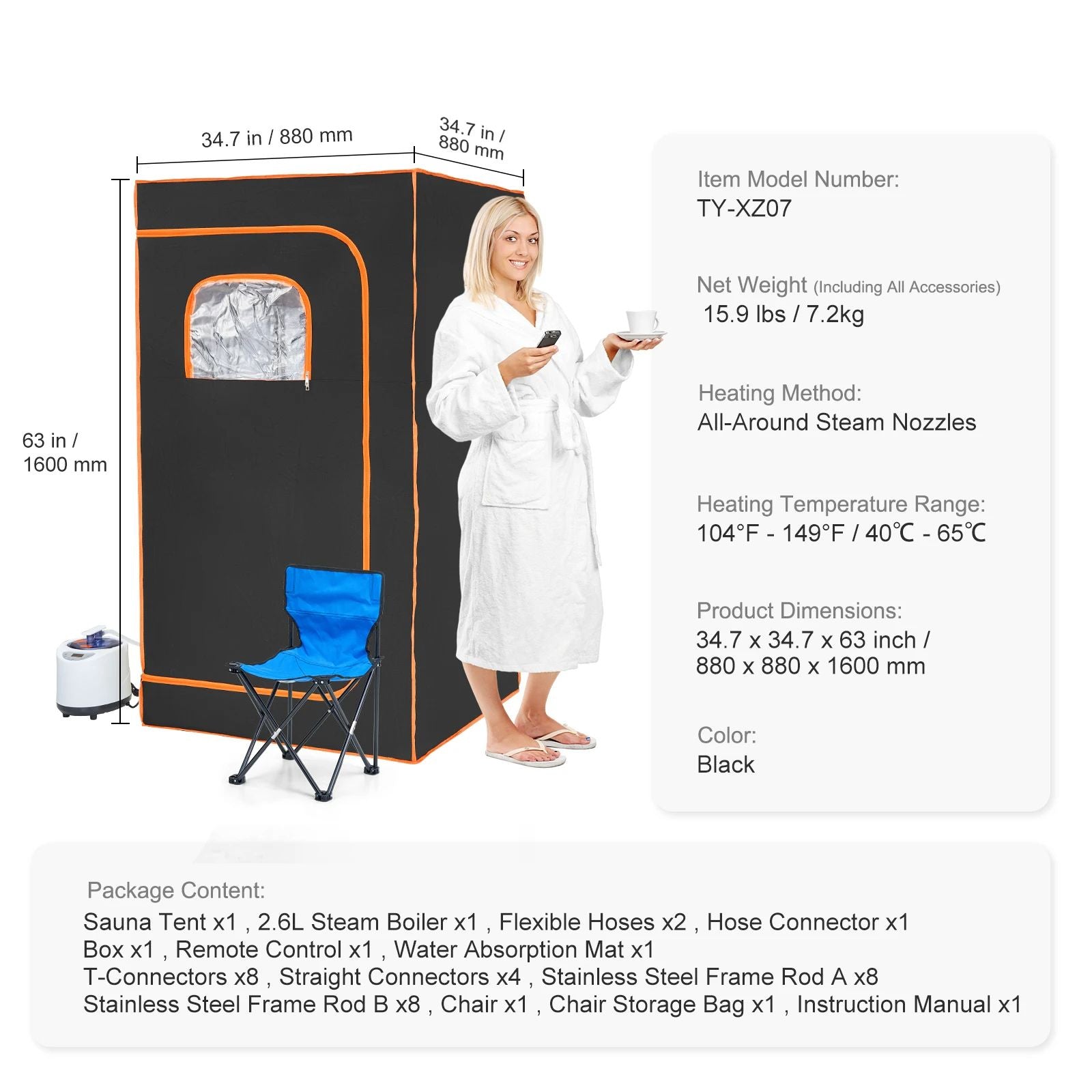 Portable Steam Sauna Tent Personal Home Detox Relaxation  Therapeutic SPA With Remote Control 7