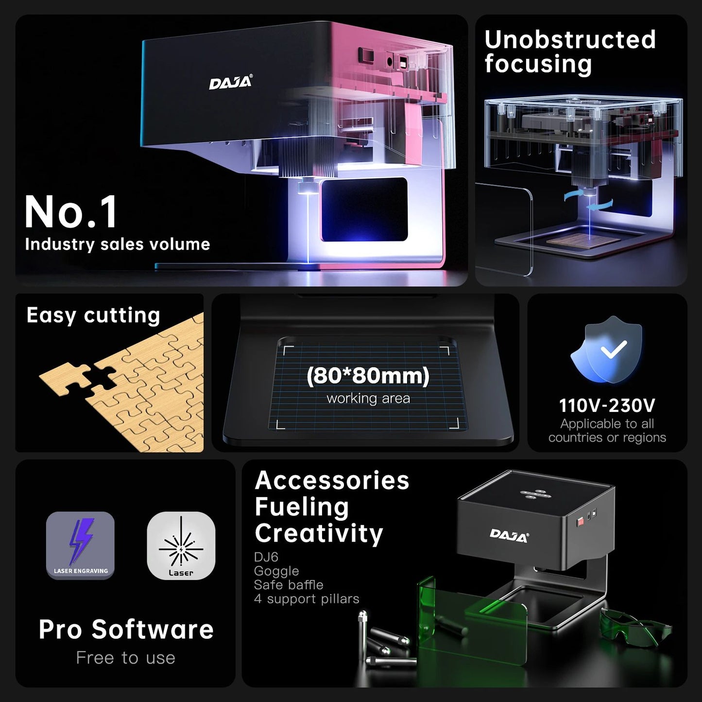 DAJA Portable Mini Laser Engraver DIY CNC Bluetooth Machine For Custom Logos On Paper Leather Wood  1