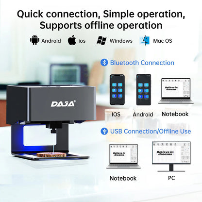 DAJA Portable Mini Laser Engraver DIY CNC Bluetooth Machine For Custom Logos On Paper Leather Wood  2