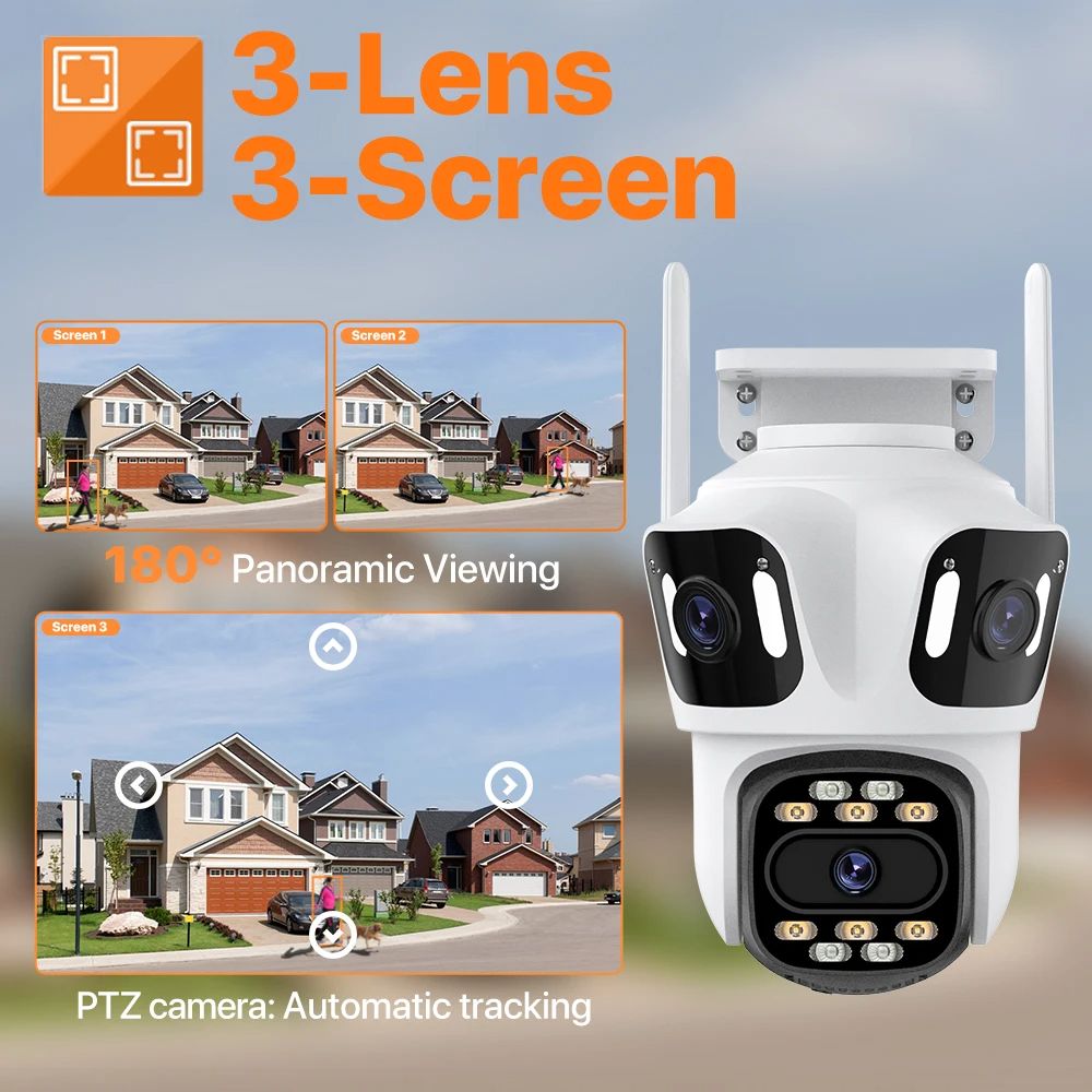 HD Triple Lens WiFi IP Camera 3 Lens Outdoor Security Camera With Motion Detection Waterproof CCTV  1
