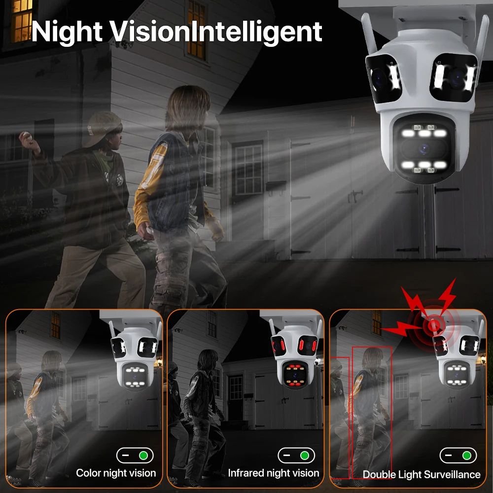 HD Triple Lens WiFi IP Camera 3 Lens Outdoor Security Camera With Motion Detection Waterproof CCTV  4