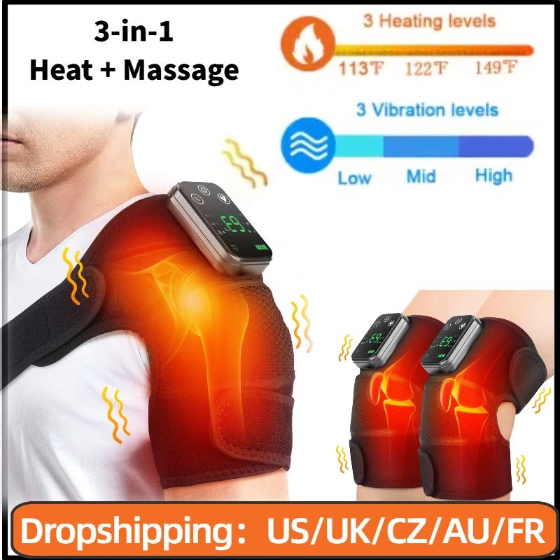 Electric Shoulder Heating Pad with 3 Speed Vibration & Thermal Massager for Shoulder, Neck & Muscle Relax Belt