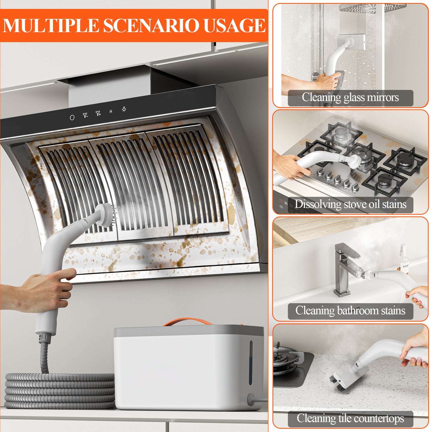 Powerful 1500W Handheld Steam Cleaner Multiuse Steamer For Upholstery Floors  Stubborn Grime 2