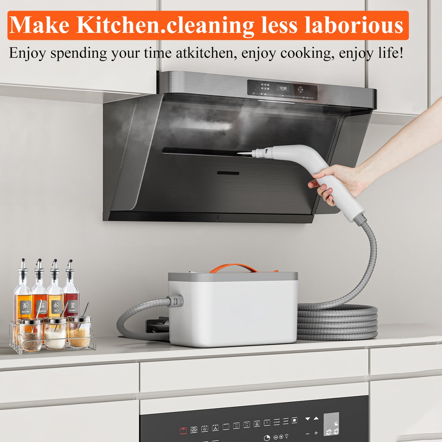 Powerful 1500W Handheld Steam Cleaner Multiuse Steamer For Upholstery Floors  Stubborn Grime 4