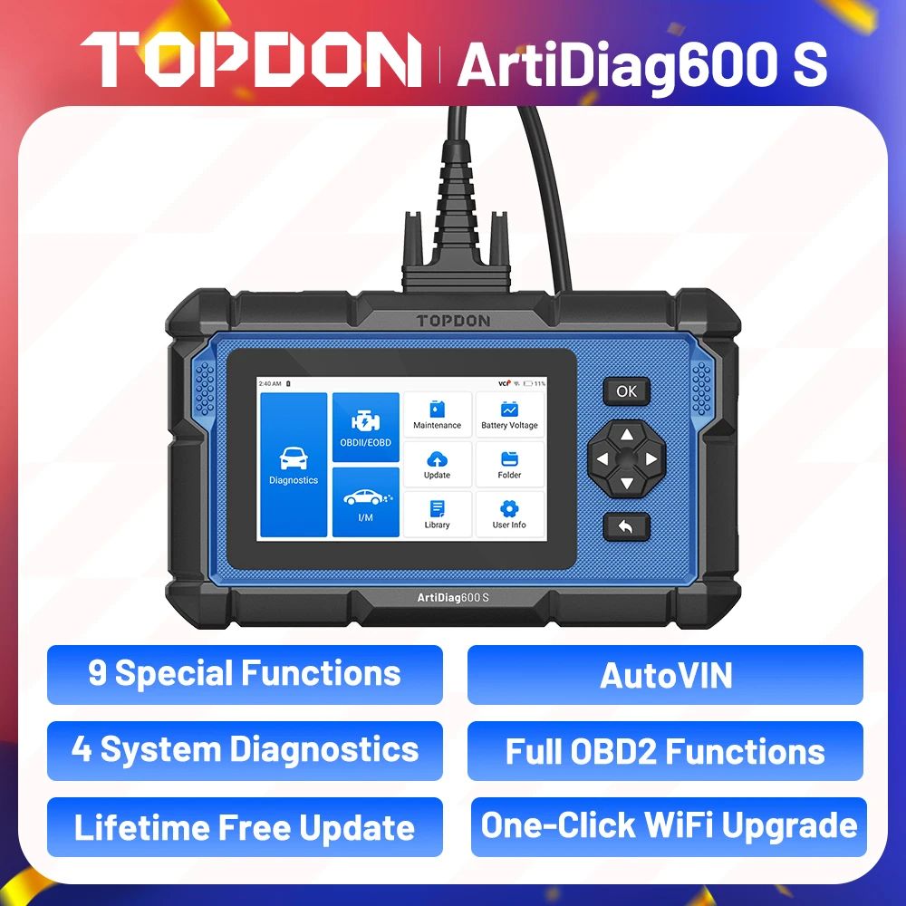 Automotive OBD2 Scanner Code Reader, ABS Airbag Oil Reset Diagnostic Tool for All Car Systems