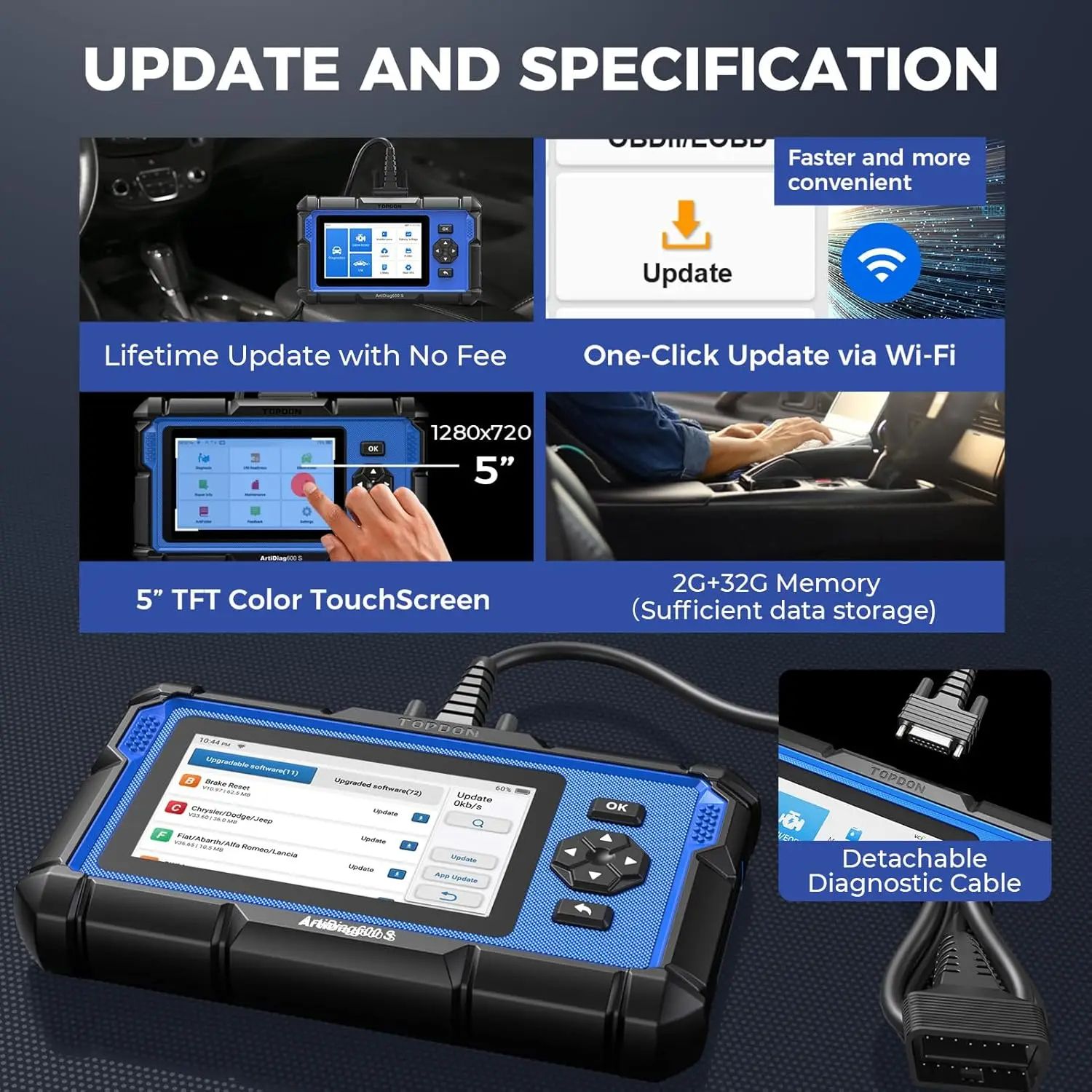 Automotive OBD2 Scanner Code Reader ABS Airbag Oil Reset Diagnostic Tool For All Car Systems 3