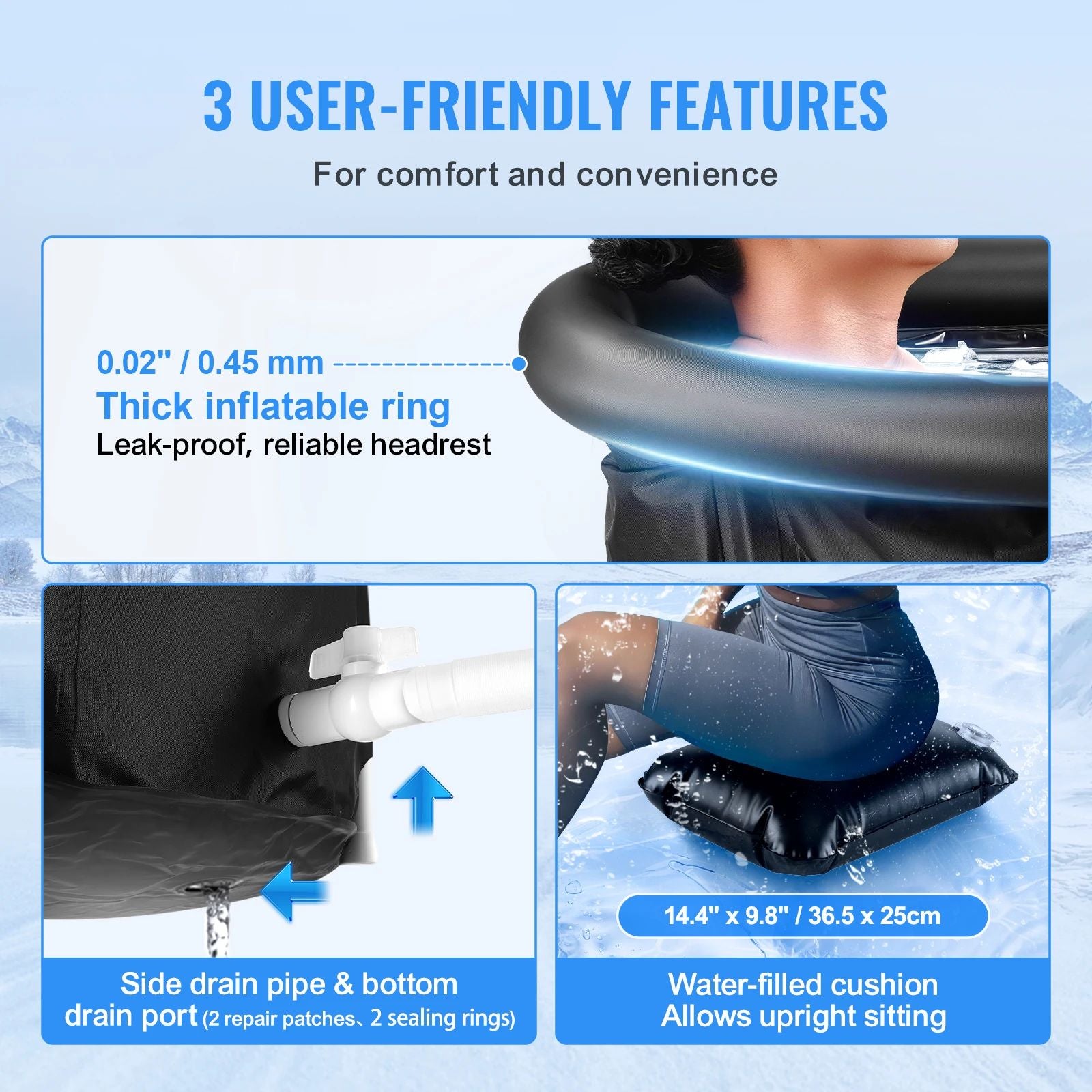 Inflatable Ice Bath Tub For Athletes Portable Plunge Tub Cold Water Therapy Outdoor Ice Barrel Pool 3