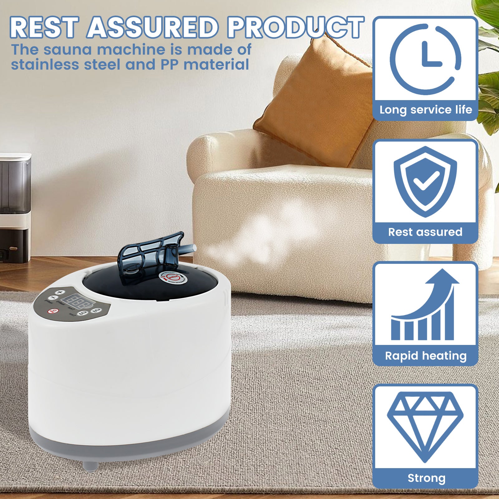 Professional 3L Sauna Steamer, High-Capacity Steam Generator for Home Spa, Bath Tub & Relaxation