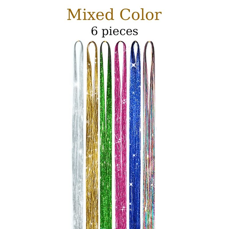48 Inch Fairy Hair Tinsel Kit  1200 Sparkling Hair Extensions In 12 Colors 2