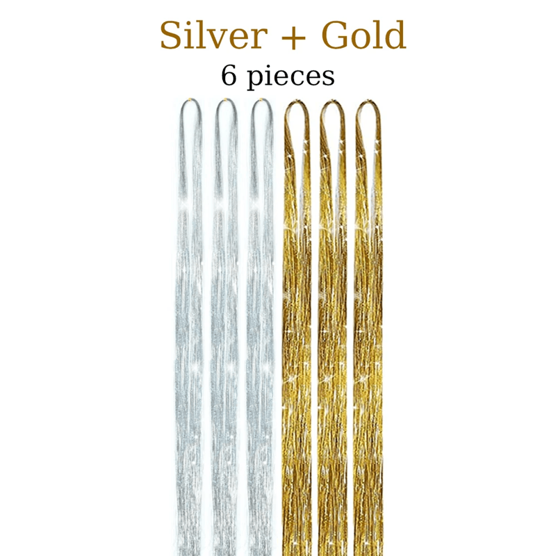 48 Inch Fairy Hair Tinsel Kit  1200 Sparkling Hair Extensions In 12 Colors 3