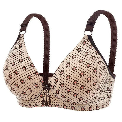 Women Comfortable Printed Mum Bra, Lightweight, Wireless Thin Section Brassiere for Moms