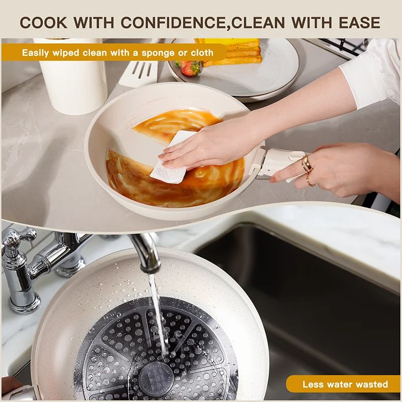 Pots And Pans Set NonStick Astercook Ceramic Cookware Set With Sensor Handles Milky White Complete  4